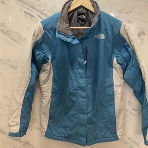 The North Face Coat, Blue and White - Zippered - Girls XLarge, Great Condition